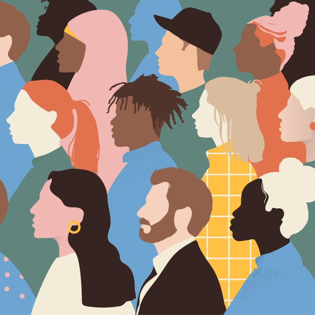 Illustration von Menschen mit unterschiedlicher Hautfarbe